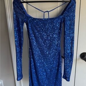 Lucy in the Sky Royal Blue Sequin Long Sleeve Dress